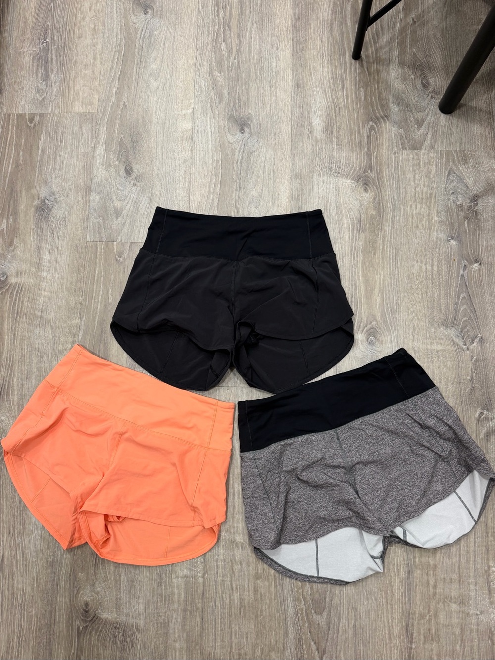 lululemon athletica Women's Running Shorts 3 Bundle— Black, Coral, Heather Gray